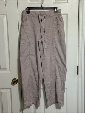 SO Women’s Wide Leg Boyfriend Style Drawstring Pants in Light Taupe